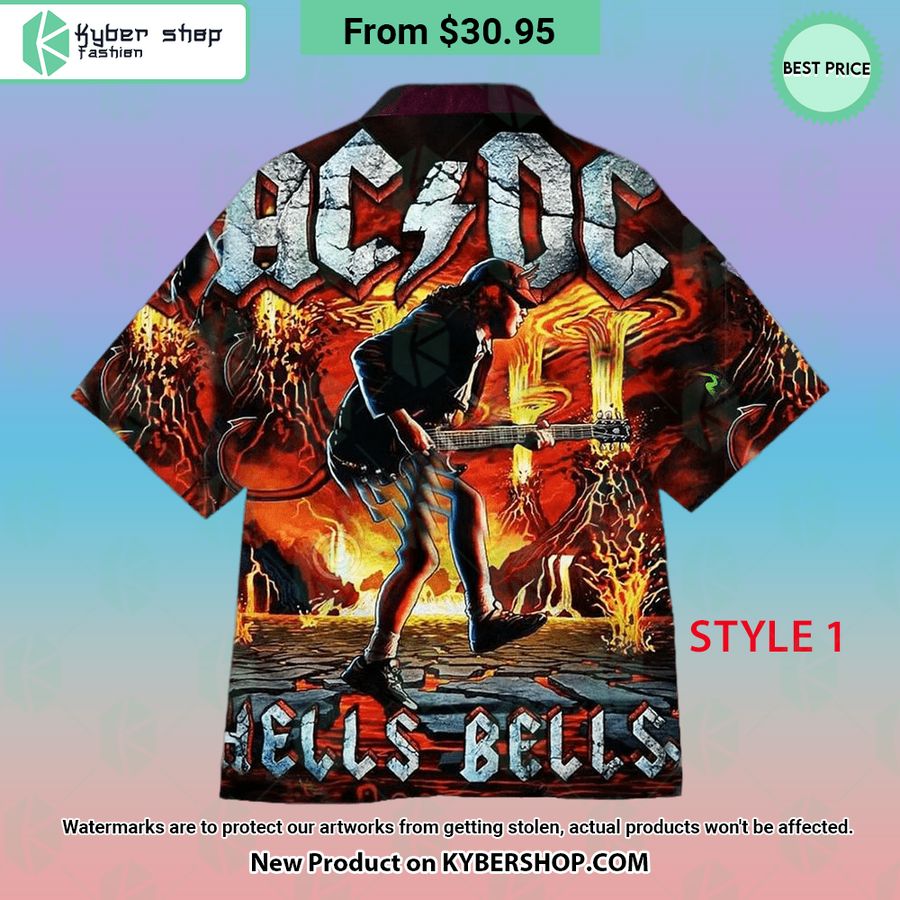 ACDC Band Hells Bells Hawaiian Shirt