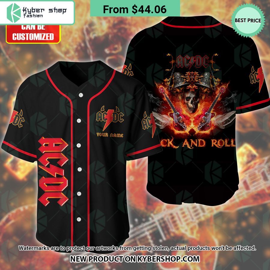 ACDC Band Rock and Roll CUSTOM Baseball Jersey