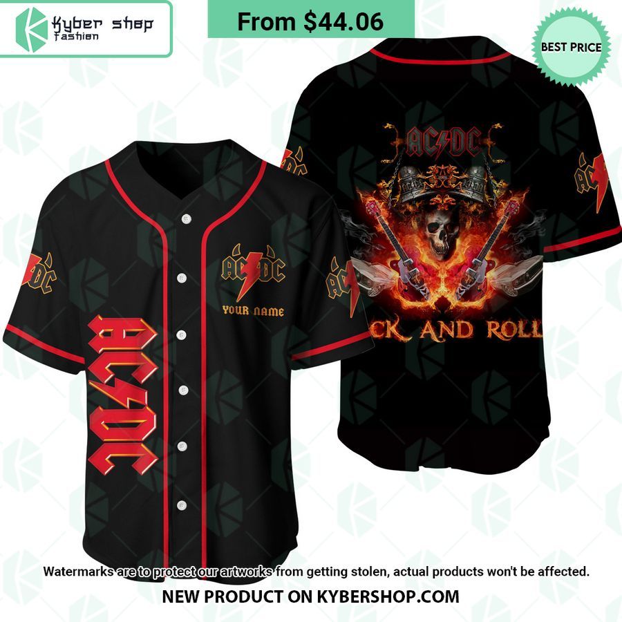 ACDC Band Rock and Roll CUSTOM Baseball Jersey