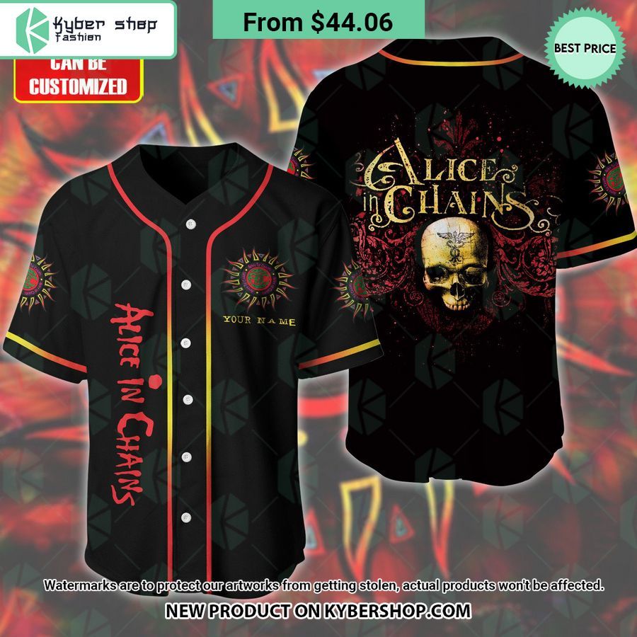Alice in Chains Skull CUSTOM Baseball Jersey