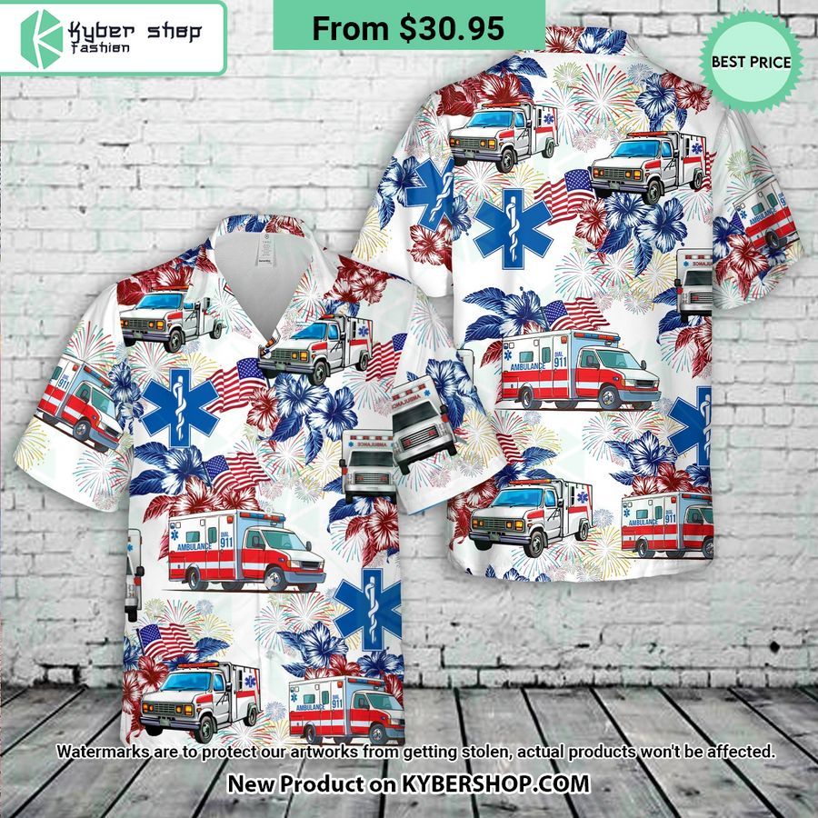 Ambulance EMS 4th Of July Hawaiian Shirt
