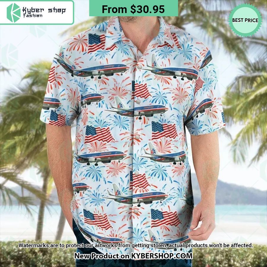 American Airlines Boeing 737 823 Old Livery Independence Day Hawaiian Shirt