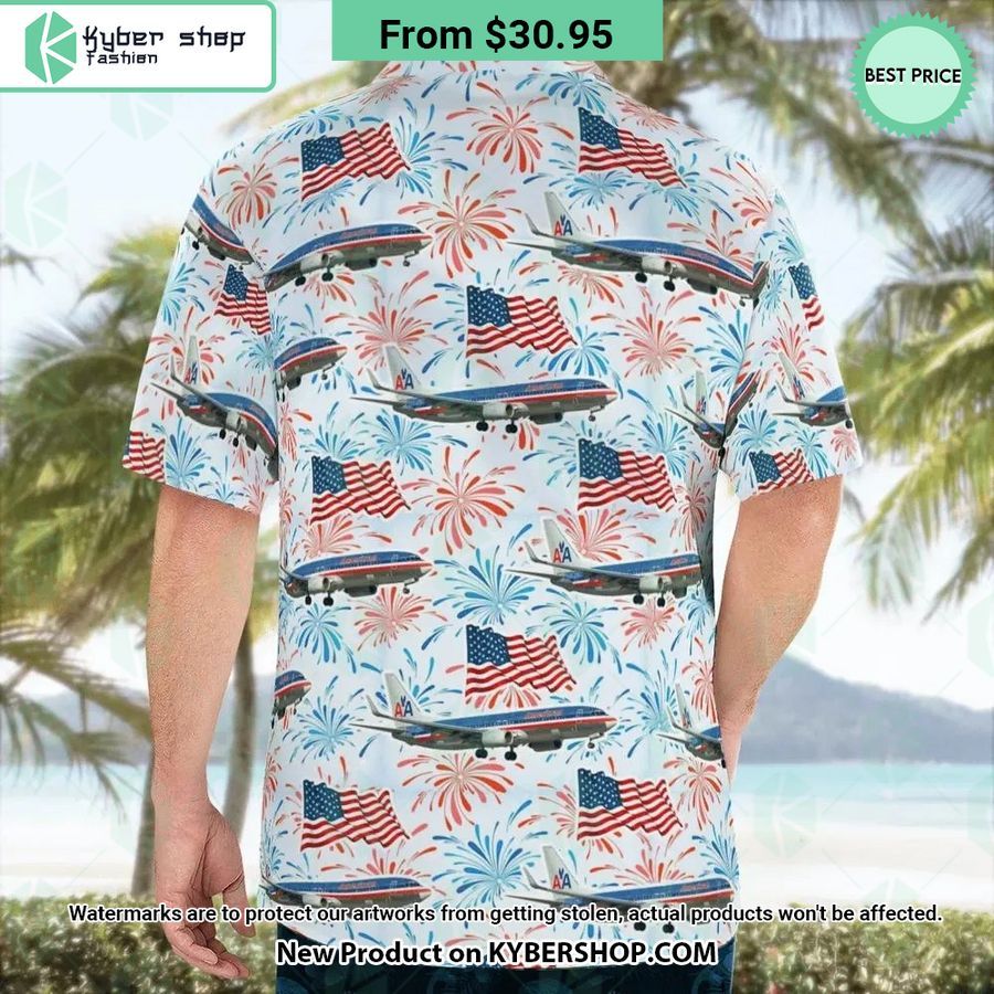 American Airlines Boeing 737 823 Old Livery Independence Day Hawaiian Shirt