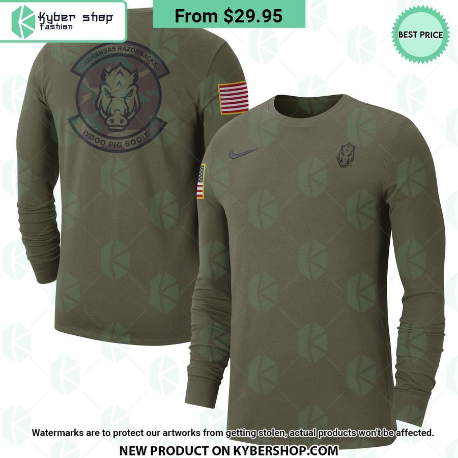 Arkansas Razorbacks Military Salute to Service Veterans Long Sleeve Shirt