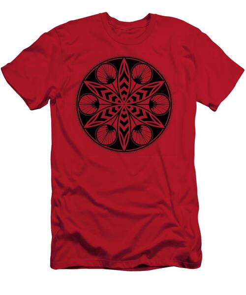 Art Deco Style Floral Black And White Geometric Pattern T-Shirt
