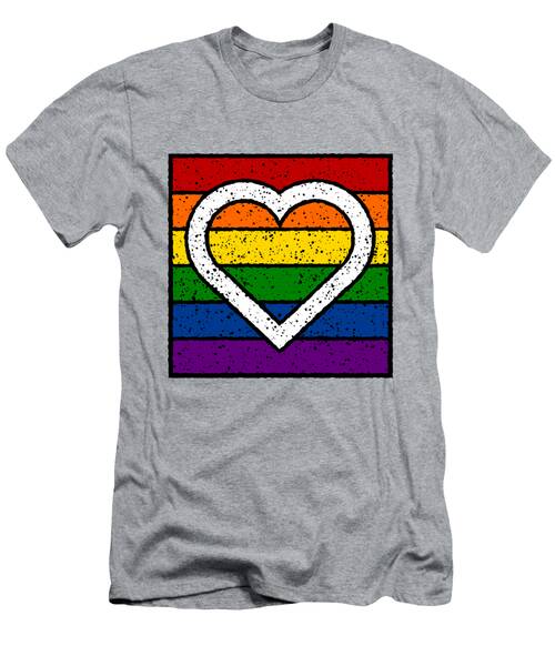 Rainbow Love Sign - Modern Primitive Distressed Rainbow Flag T-Shirt