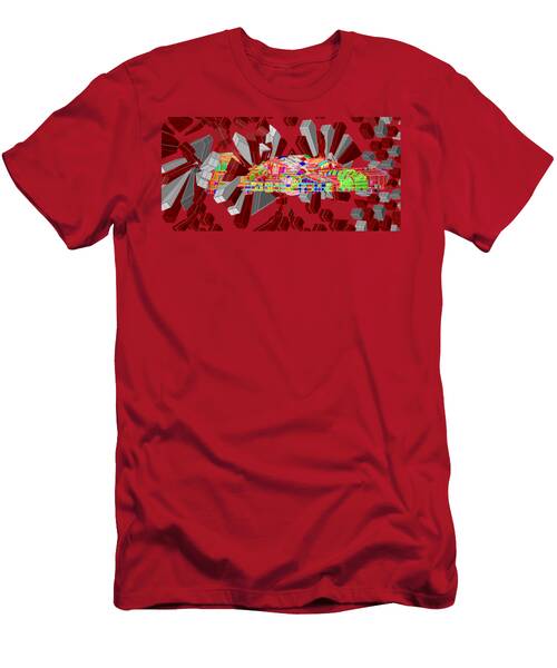 Colorful Geometric Spaceship in Motion T-Shirt