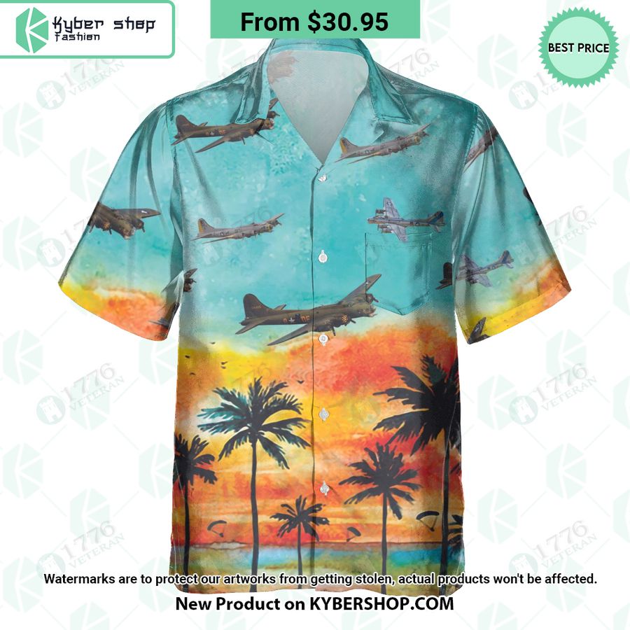 B-17 Flying Fortress Sunset Hawaiian Shirt