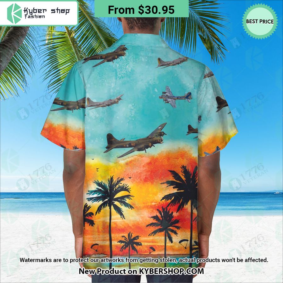 B-17 Flying Fortress Sunset Hawaiian Shirt
