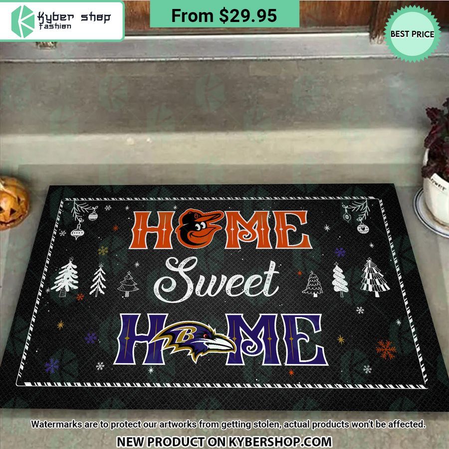 Baltimore Orioles Baltimore Ravens Home Sweet Home Christmas Doormat
