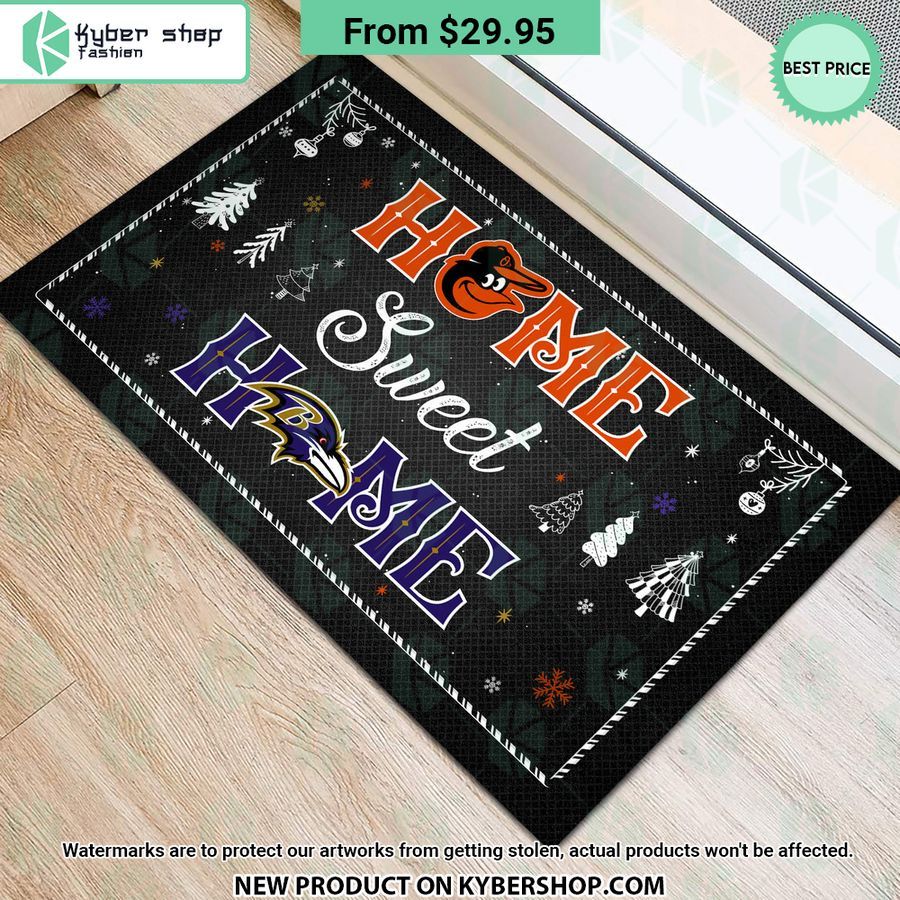 Baltimore Orioles Baltimore Ravens Home Sweet Home Christmas Doormat