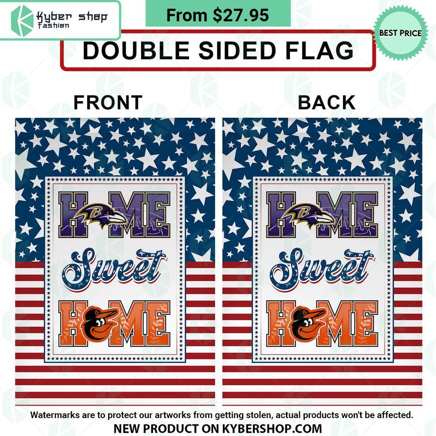 Baltimore Orioles Baltimore Ravens Home Sweet Home Flag