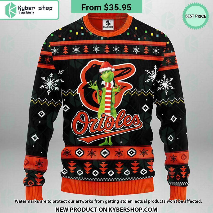 Baltimore Orioles Grinch Ugly Christmas Sweater