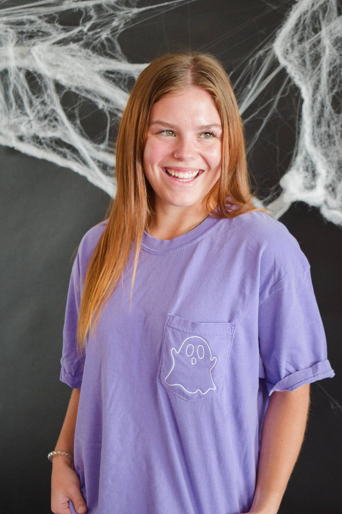 Embroidered Ghost Faux Pocket
