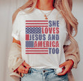 Retro She Loves Jesus Tee | Patriotic T Shirt