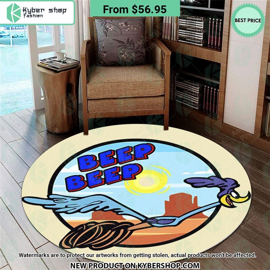 Beep Beep Rat Rod Hot Rod Round Rug