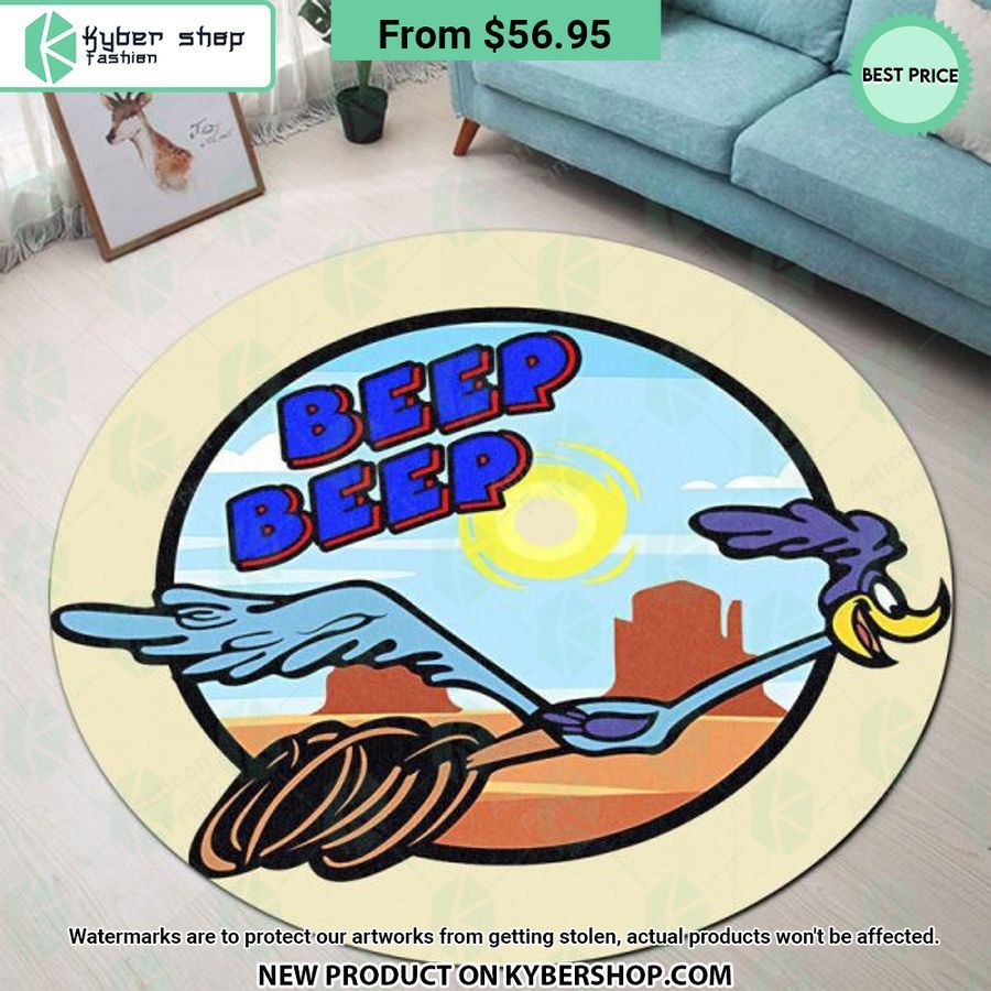 Beep Beep Rat Rod Hot Rod Round Rug