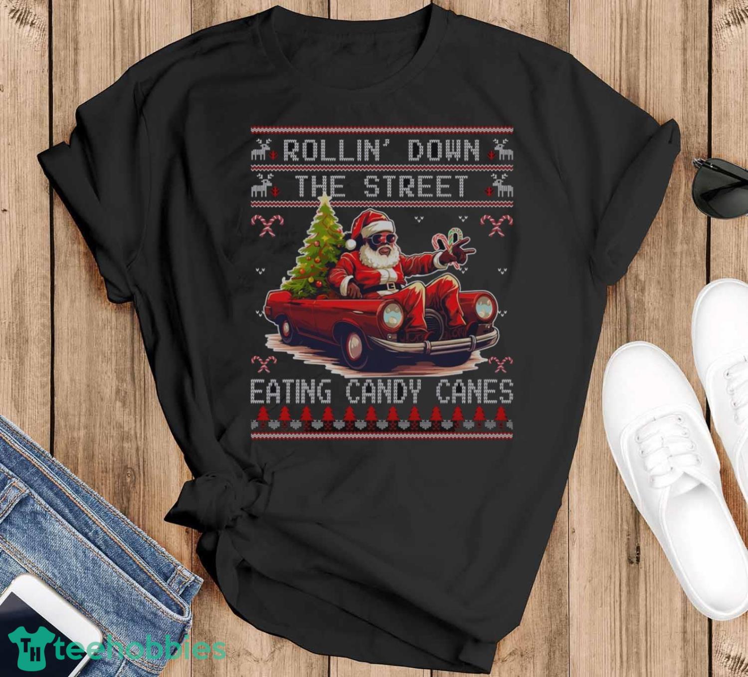 Black Santa Ugly Christmas Sweater Music Lover Gift Funny Dad Christmas Shirt