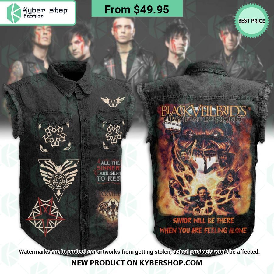 Black Veil Brides Savior Will Be There Sleeveless Denim Jacket