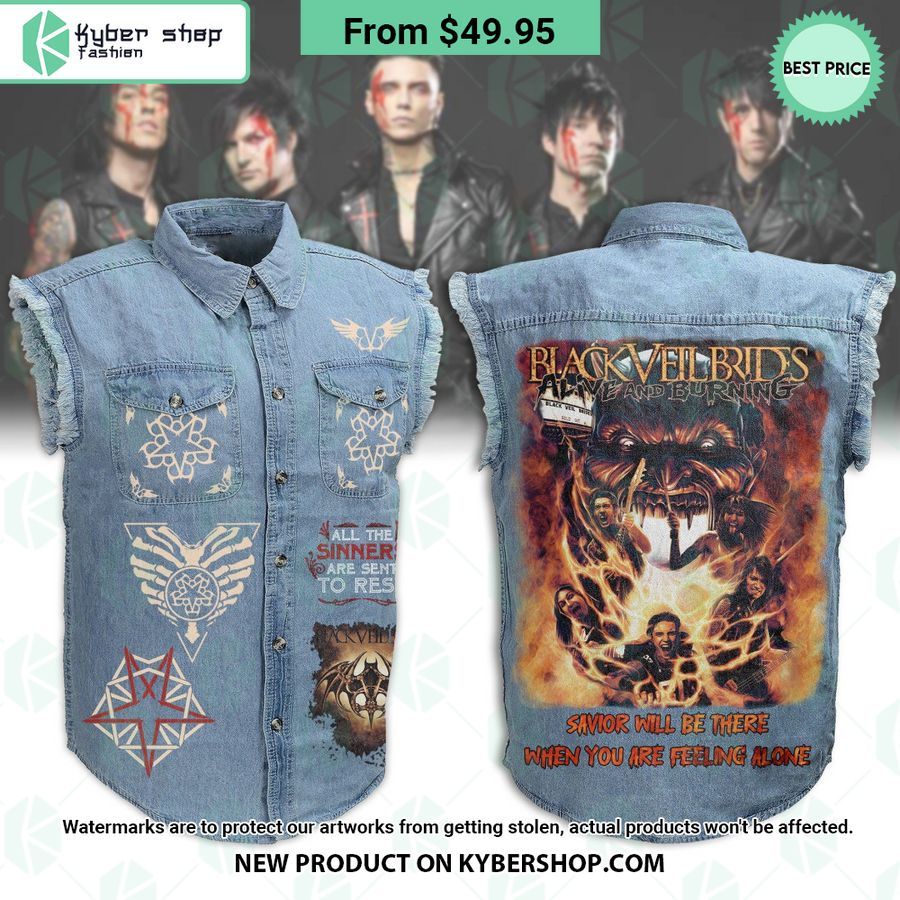 Black Veil Brides Savior Will Be There Sleeveless Denim Jacket