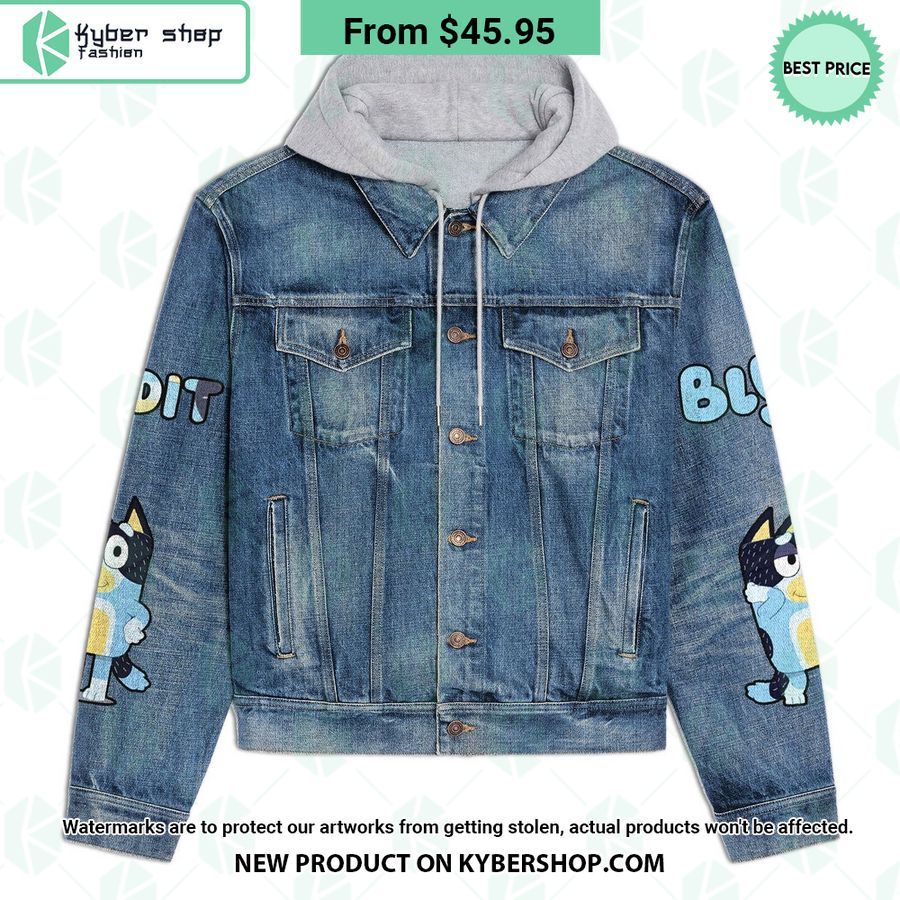 Bluey Bandit Is My Spirit Animal Hooded Denim Jacket