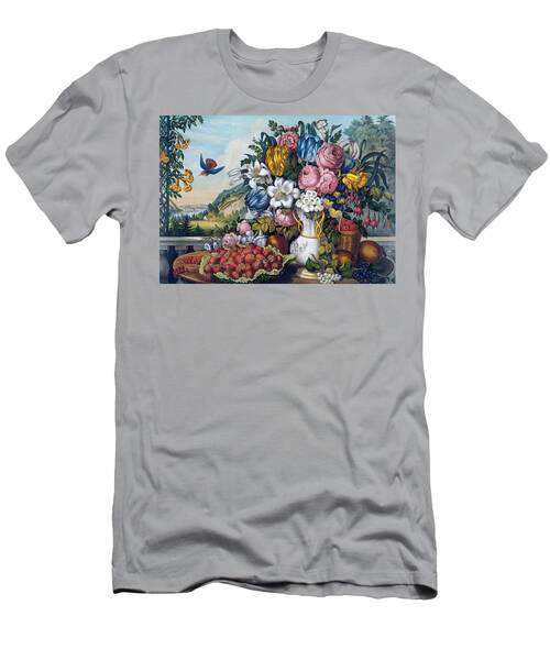 Blumen Vogel Obst-stillleben- T-Shirt