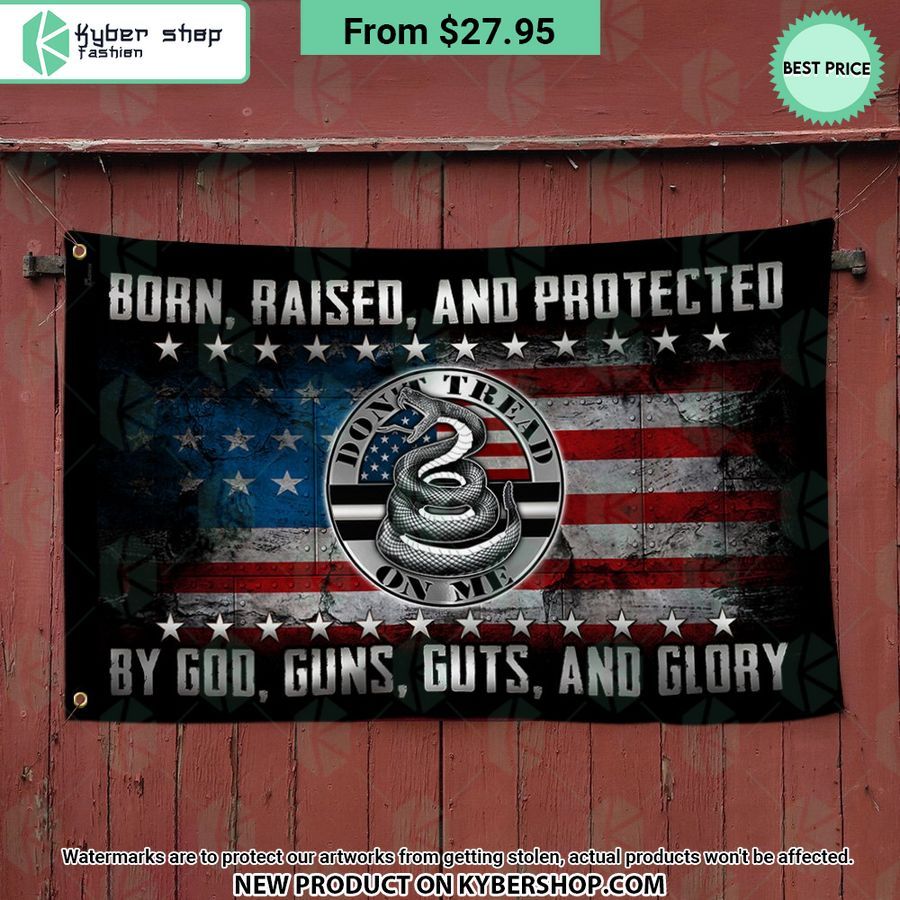 Born Raised And Protected By God Guns Guts And Glory Grommet Flag