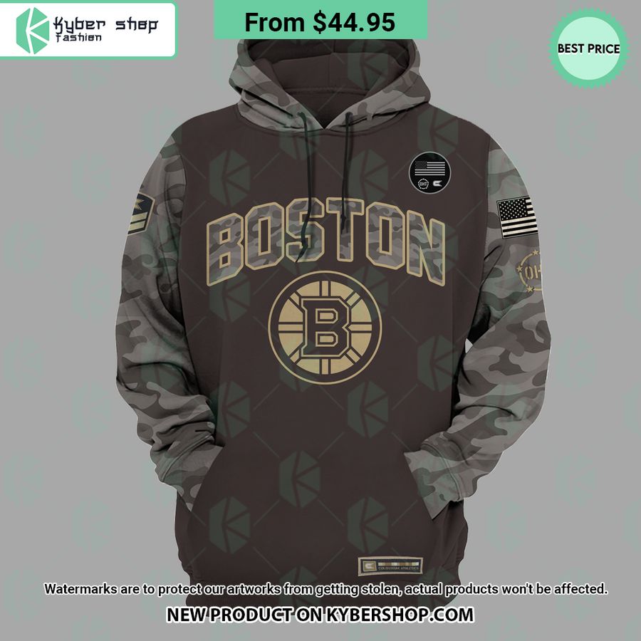 Boston Bruins Camo Veteran Hoodie