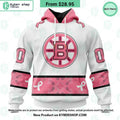 Boston Bruins In October We Wear Pink Breast Cancer Hoodie