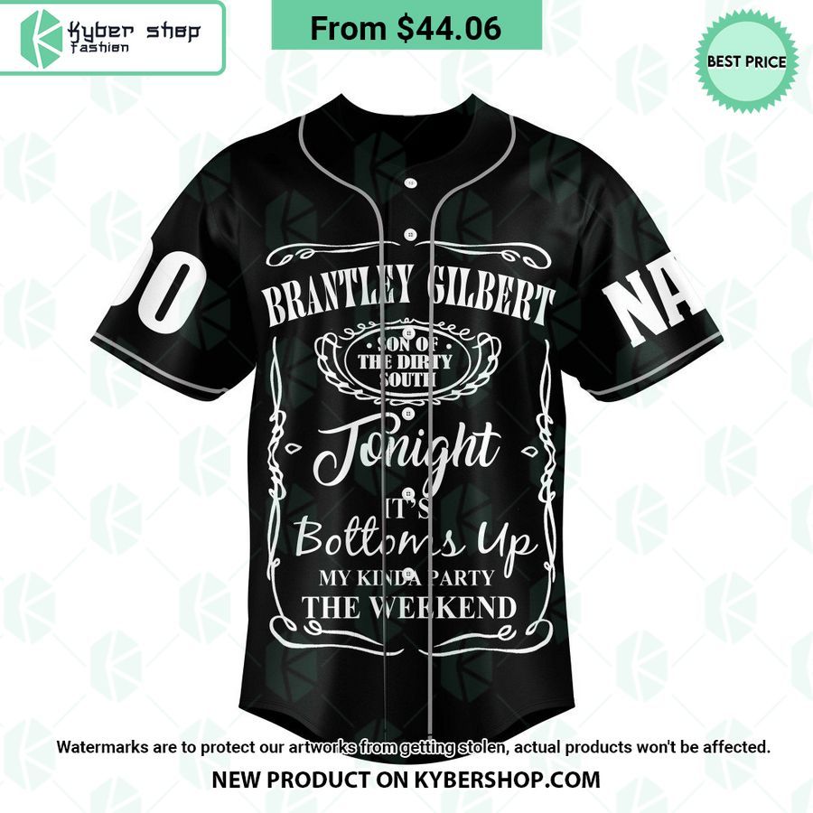 Brantley Gilbert Tonight It’s Bottoms Up CUSTOM Baseball Jersey