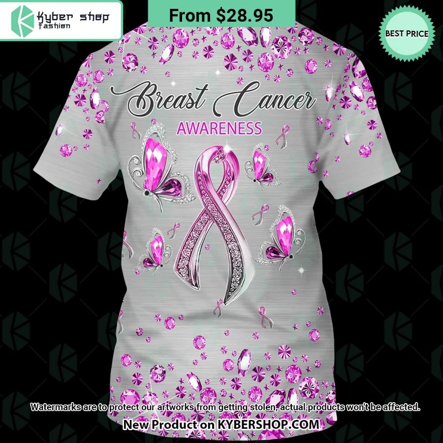 Breast Cancer Awareness Butterfly Diamond T Shirt