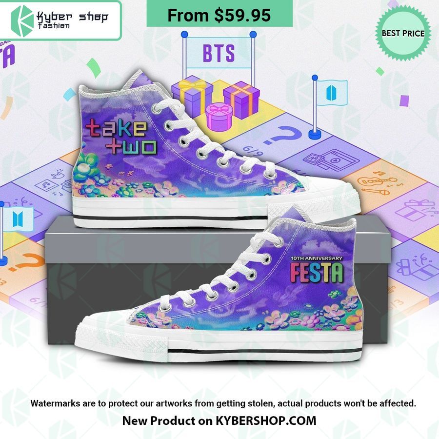 BTS 10th Anniversary Take Two Canvas High Top Shoes