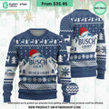 Busch Light Santa Hat Ugly Christmas Sweater