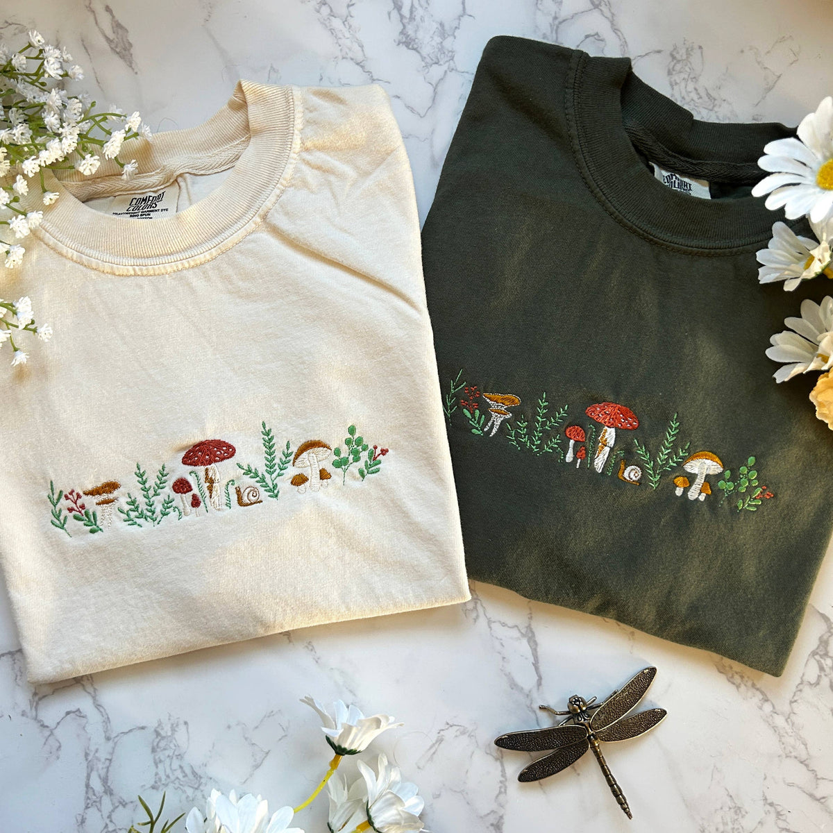 Embroidered Mushroom Outdoorsy Plant Tshirt