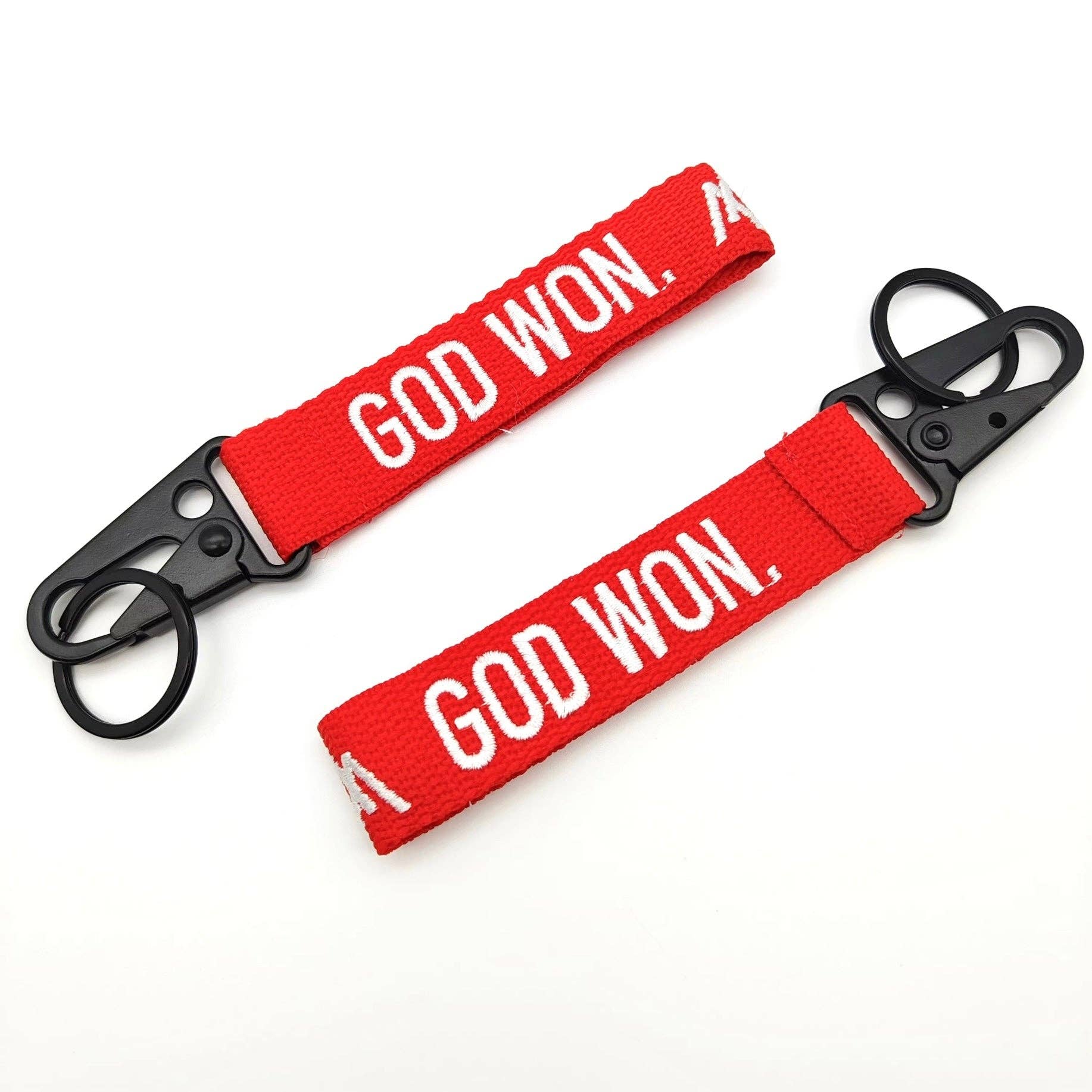 ‘God Won’ Embroidered Keychain