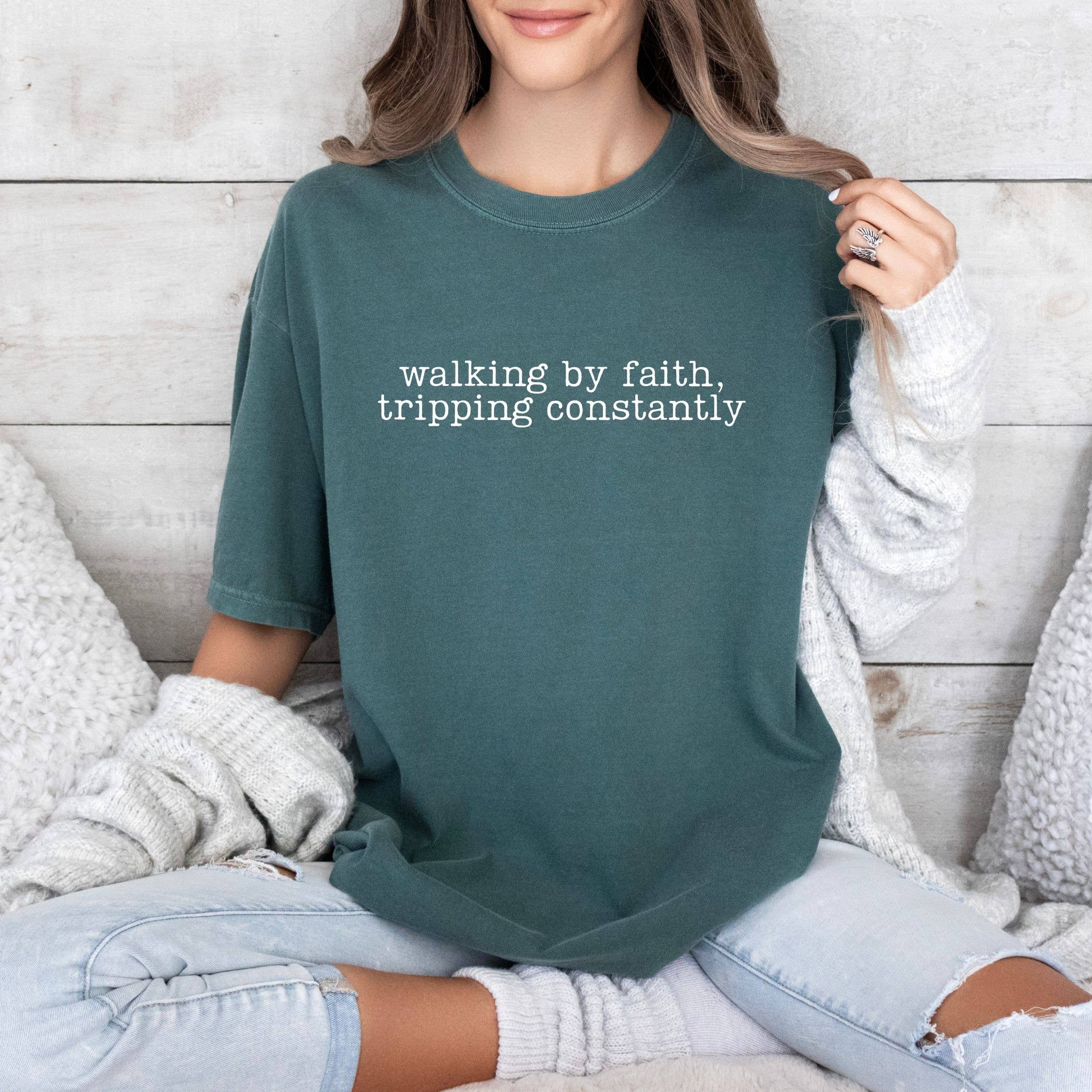 Walking By Faith Tripping Constantly Graphic Tee - Summer