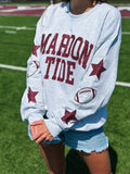 School Football Custom Sleeve Glitter Sweatshirt