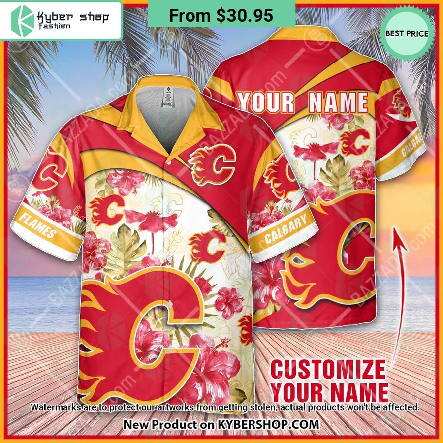 Calgary Flames custom personalized Hawaiian Shirt