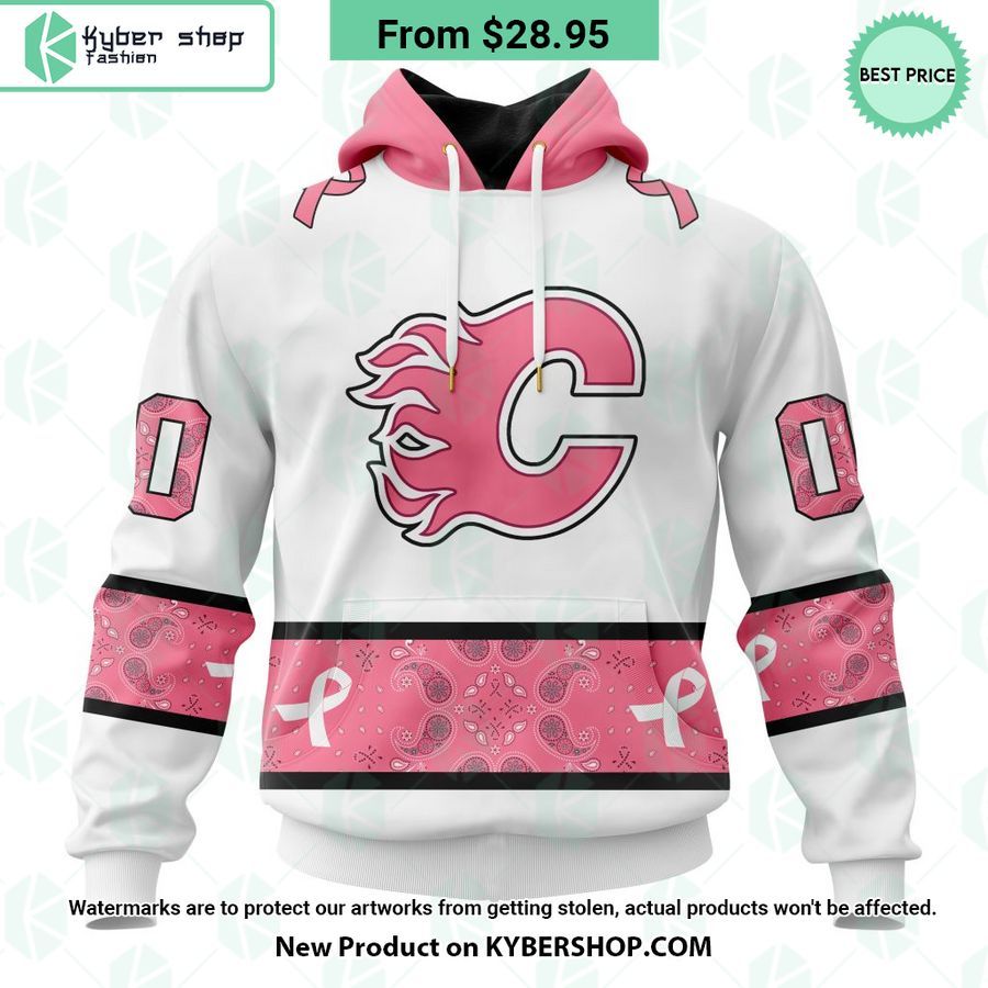 Calgary Flames In October We Wear Pink Breast Cancer Hoodie