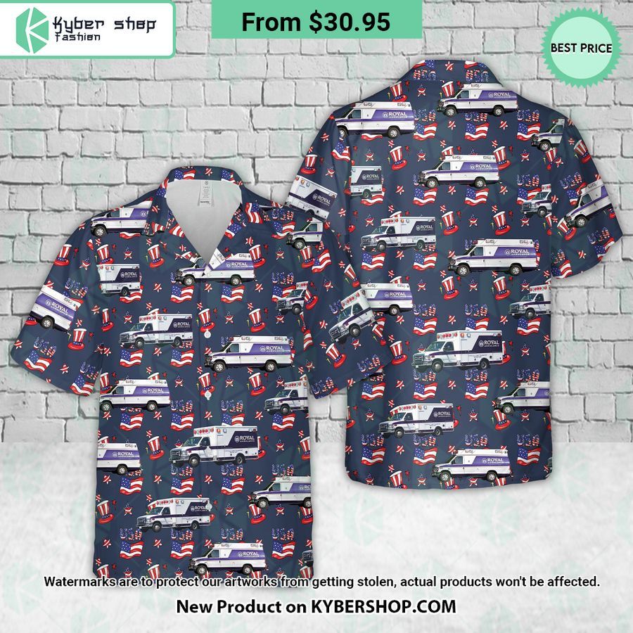 California Royal Ambulance 4th of July Hawaiian Shirt