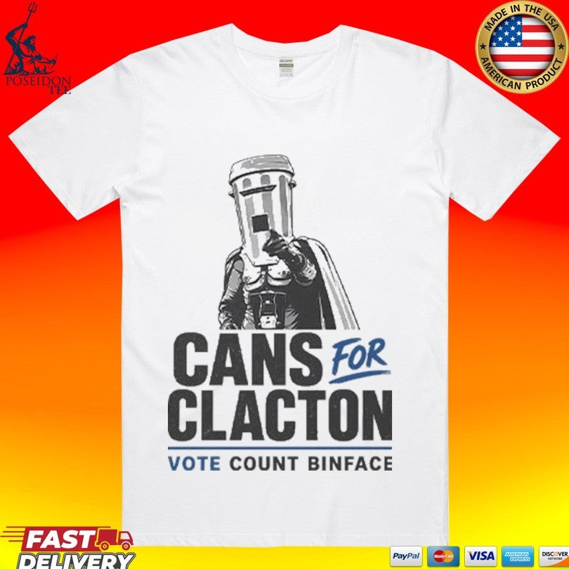 Cans For Clacton Vote Count Binface Funny Bin-head Political Campaign Graphic Uk Election Parody T-shirt