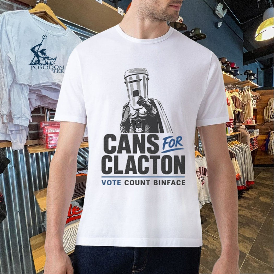 Cans For Clacton Vote Count Binface Funny Bin-head Political Campaign Graphic Uk Election Parody T-shirt