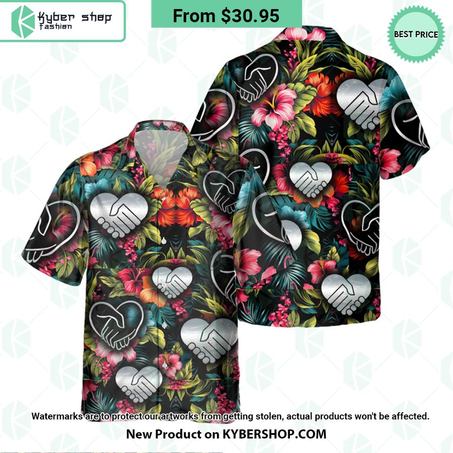 Caregiver Heart Handshake Hawaiian Shirt