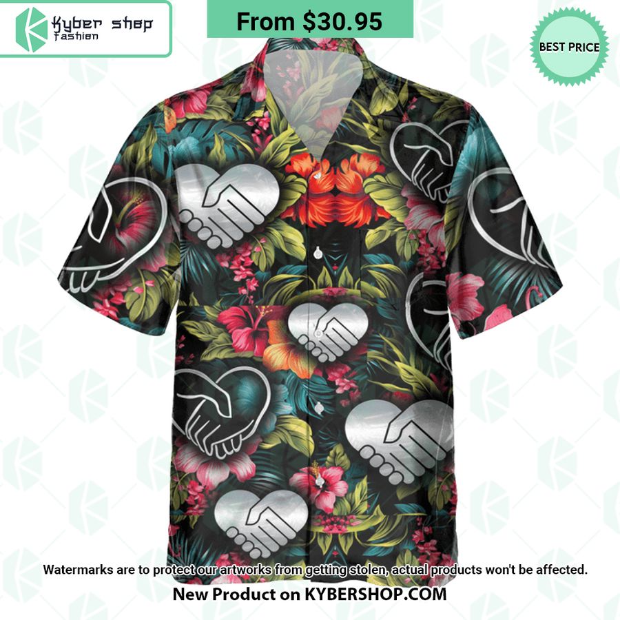 Caregiver Heart Handshake Hawaiian Shirt