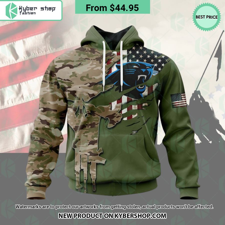 Carolina Panthers Camo Design Veterans Day Hoodie