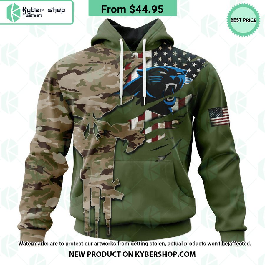 Carolina Panthers Camo Design Veterans Day Hoodie