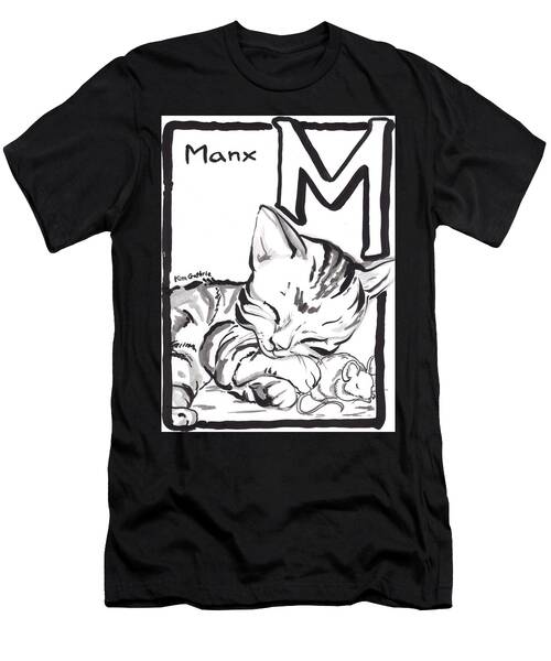 Cat Drawing Manx With Mouse T-Shirt