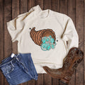 Fall Thanksgiving Turquoise Cornucopia Sweatshirt