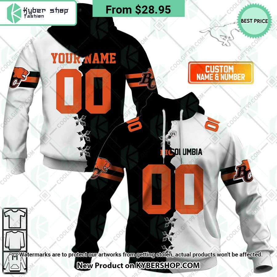CFL BC Lions Mix Jersey Style CUSTOM Hoodie