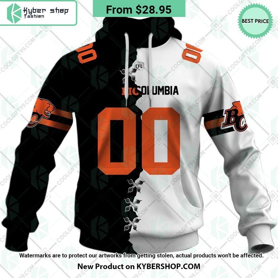 CFL BC Lions Mix Jersey Style CUSTOM Hoodie